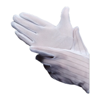 鸣固 防静电点塑手套 防滑电子厂点塑作业手套 四指条纹点手套 均码 10付装KW542502