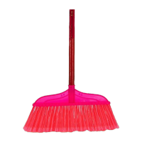 鸣固 开丝硬毛塑料扫把 环卫扫把学校工厂小笤帚 木把加厚塑料小扫把硬毛扫帚 红纹窄头硬毛KW404822