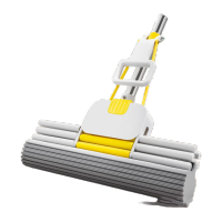 鸣固 海绵拖把 免手洗懒人滚轮式吸水胶棉拖地拖把 38cm三排轮拖把CW270242