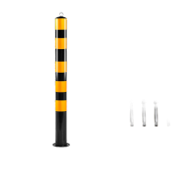 鸣固 钢铁警示柱 反光防撞柱 道路交通防护隔离墩停车位挡车立柱 1.2米高固定加厚款