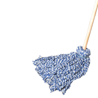 鸣固 老式拖把 木柄白棉线抱箍 吸水墩布线条地拖老式拖布 抱箍蓝白线10把装CW981987