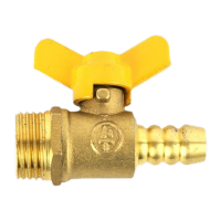 鸣固 通用黄铜燃气蝶阀 内外丝蝶柄球阀 水暖配件开关阀门 4分外丝尖嘴阀[铜本色]KW538414