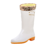 鸣固 高中筒食品雨鞋冬季保暖耐磨雨靴厨房食品厂劳保水鞋 W603保暖中筒靴 白色 38
