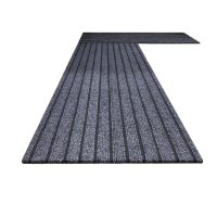 鸣固 条纹混纺地垫 防滑吸水防油地垫长条垫子 灰色竖纹60*90cmCW669219