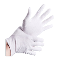 鸣固 线手套白色礼仪加厚手套 棉汗布劳保白手套 检阅表演手套 12付/包KW864311