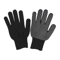 鸣固 尼龙点胶手套 耐磨防滑轻便透气工作劳保手套 薄款点珠手套 12双 黑色均码 ZG2326