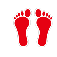 鸣固 小脚丫地面标识贴 磨砂防滑防水耐磨地贴导视脚印标志不干胶贴 5对 10*17CM 红色无字