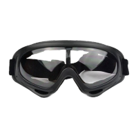 鸣固 防尘眼罩 防风眼镜骑行护目镜防风沙防飞溅劳保防护摩托车透明防尘男防风镜黑色框透明镜片