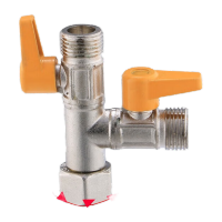 鸣固加厚黄铜电镀燃气阀门4分直角型三通球阀 一内双外丝燃气阀KW108305