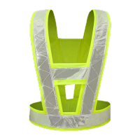 鸣固 反光背心 防汛马甲反光衣反光背带跑步背心交通骑行 V字型反光背带荧光黄KW905936