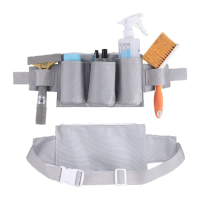 鸣固 保防水牛津布洁员腰包商场物业清洁工具家政服务腰包 灰色 三口袋 KW226068