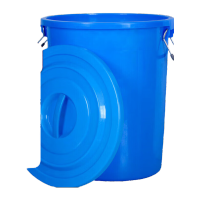 鸣固 大垃圾桶 储水桶圆形 酒店餐厅工业环卫物业大容量有盖加厚收纳水桶 60L蓝色带盖