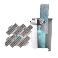 鸣固 工厂平板拖把 免手洗平板拖把 旋转墩布挤水拖把桶 简约款小桶 拖把桶+拖把+6块布 KW422426