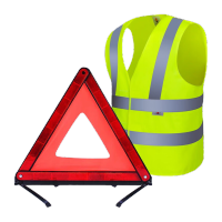 鸣固 汽车三角架警示牌 防汛反光衣 车载停车折叠三脚架反光背心危险故障标志年检套装 KW911912