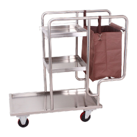 鸣固 酒店宾馆用多功能不锈钢清洁车 物业保洁车打扫卫生工作手推车 红色地毯轮清洁车CW031087