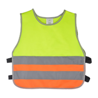 鸣固 儿童反光背心 反光马甲儿童反光衣 小学生反光服 交通安全马甲 拼色 L码