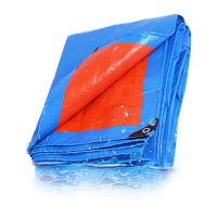 鸣固 pe蓝桔色篷布 防汛物资油布防水布防雨布防晒耐磨汽车蓬布工业用加厚彩条布雨棚布帆布 4*10米 KW389425