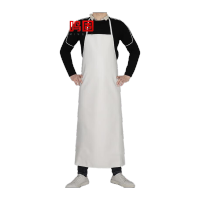 鸣固 皮革防水防油PU围裙 挂脖加长皮革围裙 白色120*80cm MG-ST-0626