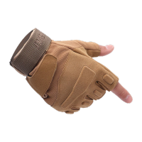 鸣固 ZS手套 防震作战防护户外爬山防滑耐磨半指男手套 卡其 均码KW219638