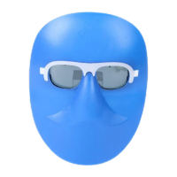 鸣固 蓝色鬼脸防护面罩 电焊面具焊工眼镜头戴氩弧焊帽鬼脸面罩 蓝面罩+灰眼镜(送松紧带) MG-YKB-9625