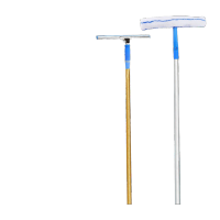 鸣固 擦玻璃一支杆刮水器加长伸缩杆高楼层清洗外窗户高层保洁工具 6米银色[带T架毛头+玻璃刮+清洁铲刀]