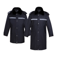 鸣固 保安大衣羊绒棉大衣棉服中长反光条款 170KW695853