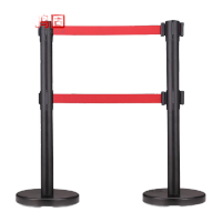 鸣固 一米线栏杆双层隔离带警戒线隔离伸缩带加厚不锈钢栏杆座银行护栏酒店机场围栏杆 烤漆黑2米双层