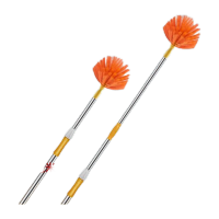 鸣固 除尘天花扫 可伸缩加长柄扫蜘蛛网清洁工具刷扫 吊顶天花板扫把 1.6m加80cm接驳杆不锈钢杆球形扫ZJ3342