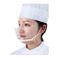 鸣固 微笑透明口罩 餐饮厨房口罩 防口水飞沫唾沫厨师口罩升级双面防雾10个装