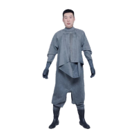 鸣固 全身加厚橡胶下水裤 防水服连体衣鞋 肚口橡胶款 100丝黑橡胶手套全身 40MG-ST-8821