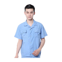 鸣固 工作服 短袖男女装厂服(水洗蓝短袖上衣)175/XL MG-ST-9175