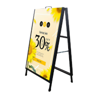 鸣固 铁质海报架 广告牌展示牌落地式宣传展板架 折叠活动架 展示架 黑色单面架90*120cm(不含板)ZA2015