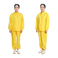 鸣固 立领食品服 屠宰场工作服秋冬季食品厂工作服 黄色 长袖套装 L