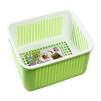 鸣固 ZJ5551多功能双层长方形洗菜筐水果蔬菜沥水篮厨房碗碟置物架滴水盆收纳盒 水果绿 38.5*28.5*11.5
