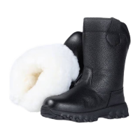 鸣固 羊毛雪地靴 皮毛一体冬季保暖加厚防水高筒皮靴子 黑色高帮 42 MG-ZB-1652