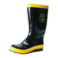 鸣固97式安全防护灭火战斗靴 黑黄耐酸碱劳保靴 消防员训练逃生靴子 97黑黄款 43