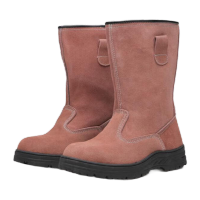 鸣固 电焊鞋 防烫油田劳保靴防砸防刺高筒高帮耐磨耐高温钢包头鞋 42 MG-ZB-0323