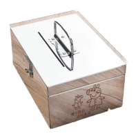 鸣固 不锈钢箱26*18*12cm 挂锁20万存钱罐刻字款