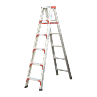 鸣固 铝合金梯全加固双侧折叠梯子1.2米高红加厚加固款