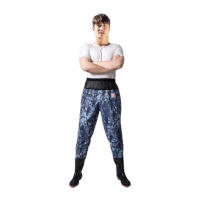 鸣固 棉水裤加厚耐磨加绒下水裤半身全身连体防水裤 加绒牛仔腰衩40MG-ST-2169-0