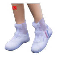 鸣固 防雨鞋套 耐磨防滑靴套 双层鞋底 白色3XL MG-ZB-1776