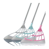 鸣固 刮水器 新型魔术扫把扫头发神器 拖把扫帚卫生间刮水器 绿色拼接 31*92cm TS097306733