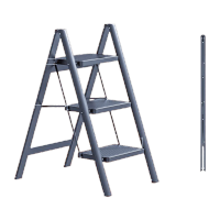 鸣固 折叠人字梯 花架梯经典黑三步(加宽加厚大踏步)