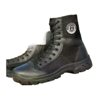 鸣固 安保鞋特勤春秋夏季超轻透气户外靴帆布工装靴 网面厚底款 43码