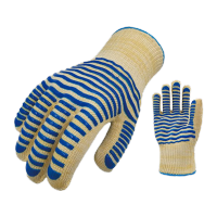 鸣固 耐高温手套 防滑耐热硅胶手套 500度隔热手套 蓝色胶款均码 MG-SB-9614