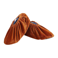 鸣固 加厚绒布鞋套耐磨柔软止滑底绒布鞋套可复水洗机房鞋罩样品房鞋套成人款亮棕色