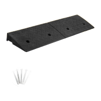 鸣固 台阶斜坡垫橡塑款 门槛马路牙子路沿坡三角阶梯垫 汽车爬坡上坡垫100*30*15全黑路沿坡