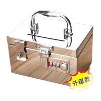鸣固 不锈钢密码箱16*11*10cm 密码锁+挂锁5万存钱罐