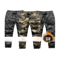 鸣固 冬季加绒迷彩裤男女弹力加厚工装裤宽松潮流休闲裤工地耐磨工作服 灰花加绒裤175码适合125-145斤