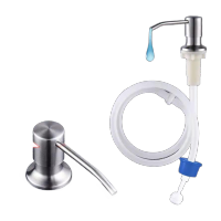 鸣固 皂液器 不锈钢皂液器 酒店洗菜池洗按压器 拉丝+1米延长管